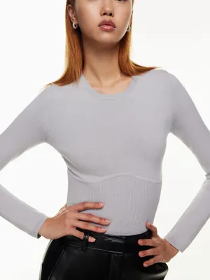Aritzia Babaton Sculpt Empire Long Sleeve Grey thumbnail 1