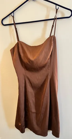 Sunday Best Satin Slip Dress in Brown Aritzia thumbnail 1