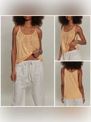 NWT Free People Ragabond Heirloom Tank - Sunburst Combo peach - Small thumbnail 2