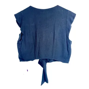 Abercrombie & Fitch Black Knit Tie Front V Neck Crop Top Black Womens Size Small thumbnail 2