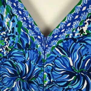 Lilly Pulitzer Addison‎ Floral Maxi Dress Size 14 Abaco Blue Turtle Awe Preppy thumbnail 4