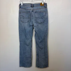 American Eagle '90s Bootcut Jean Faded Indigo Split Hem Y2K Streetwear‎ Size 4 thumbnail 5