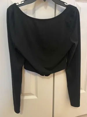 Black Long Sleeve Corset Top thumbnail 3