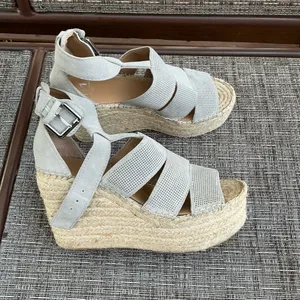 Marc Fisher Womens Mladore Leather Espadrille Platform Wedge Sandals thumbnail 3