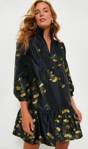 TUCKERNUCK Navy Jasmine Vine Jacquard Palmerston Dress M thumbnail 1