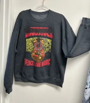 Woodstock Peace Love Music Graphic Crewneck Sweatshirt - Charcoal thumbnail 1
