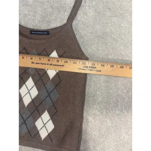 Brandy Melville Argyle Tank Top One‎ Size Brown Summer Sexy thumbnail 5