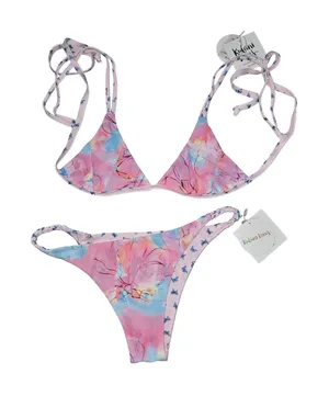 Kulani Kinis Reversible Butterfly/Floral 2 Piece Bikini Size: S thumbnail 1
