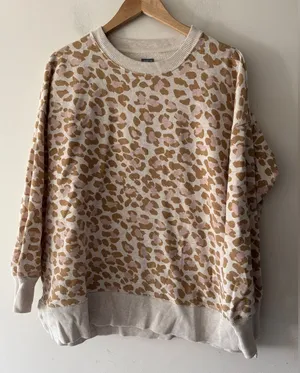 Aerie Leopard Print Oversized Crewneck‎ Sweatshirt Cozy thumbnail 1