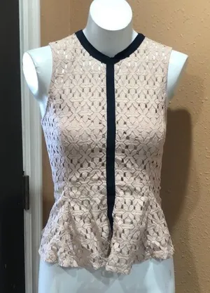 Endless rose beige lace peplum top thumbnail 1