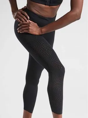 Athleta Black Mid Rise Velocity Laser Cut Capri Leggings XSP thumbnail 1