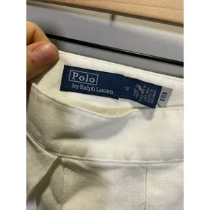 Polo Ralph Lauren Mini Skirt Womens 12 White 100% Linen Pleated Summer‎ Coastal thumbnail 4
