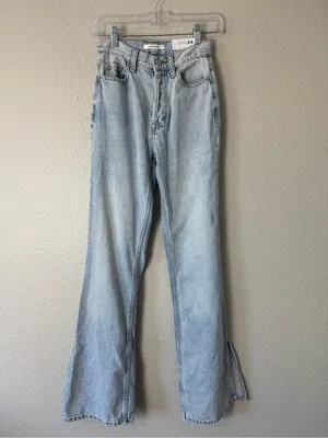 PacSun Button Fly High Rise Bootcut Split Hem Jeans Size 24 thumbnail 2