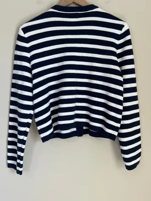 J. Crew‎ Striped Lady Jacket Sweater Cotton Sz Medium Nautical EUC thumbnail 5