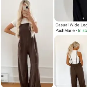 1970’s Inspired Boho Wide Flare Leg Overalls Jumpsuit Romper Brown Size Small thumbnail 4