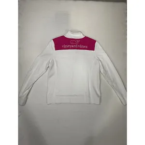 Vineyard Vines Womens Medium White Pink Colorblock Quarter Zip thumbnail 2