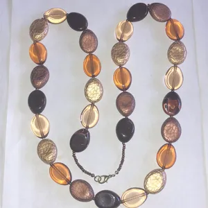 Neutral Multicolor Brown Boho Chunky Beaded Necklace thumbnail 1