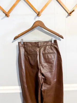 Aritzia Babaton Command vegan leather pants in coffee bean thumbnail 9