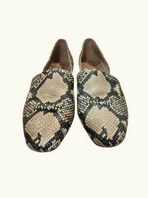 Antonio Melani Leather Snakeskin D'Orsay Flats 8M Python Printed Pointed Slip On thumbnail 3