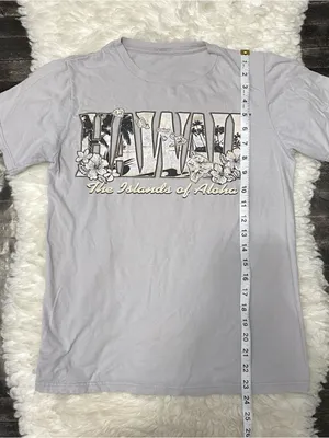 Grey Hawaii Islands Floral Spell Out Short Sleeve Y2k Vintage Island Girl Basic thumbnail 4