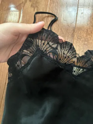 Vintage Victoria’s Secret gold label black silky lace trimmed camisole tank top thumbnail 3