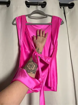 The Bar Asher Silk Backless Top in Bubblegum Hot Pink Size Medium thumbnail 7