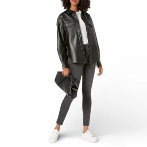 The Drop Lisadnyc Black Faux Leather Utility‎ Shirt Jacket XXS thumbnail 3
