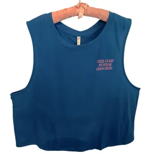 Fabletics Cropped Feel Good...Mantra Muscle Tank Electric Blue size 3X NEW thumbnail 1