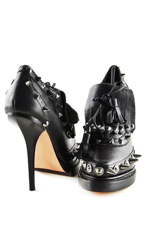 Jeffrey Campbell braveheart black leather studded platform goth metal booties 9 thumbnail 2
