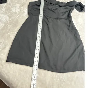 Superdown Keyonne Mini Dress Women's Medium Black Asymmetric Draped Off Shoulder thumbnail 13