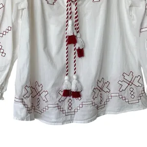 Anthropologie Harlyn Farina S Embroidered White Peasant Boho Blouse Top thumbnail 7