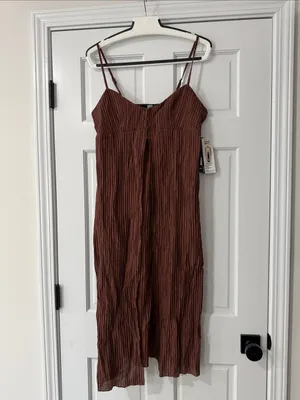 Madden NYC Women's Flyaway Brown Sleeveless Long Front-Slit Tunic Top Size M thumbnail 4