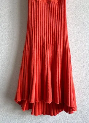 New Free People Cherie Tie Back Knit Mini Dress Size Medium Orange Red thumbnail 10