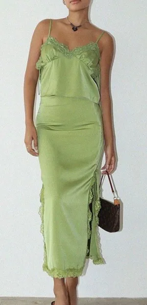 Boutique Green Lace Top Size M thumbnail 1