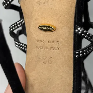Sergio Rossi Vintage Y2K Studded Spider Web Strappy Sandal Heels Black Widow 36 thumbnail 13