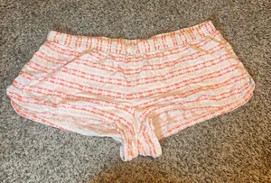 Aerie White & Coral Striped Shorts XXLTG‎ Extra Extra Large Lounge Casual thumbnail 1