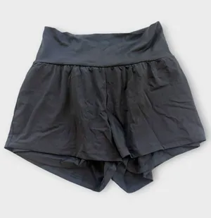 Size L Halara SoftlyZero Airy Super High Waisted 2-in-1 Yoga Shorts Black thumbnail 1