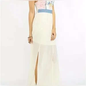 Flying Tomato Sleeveless Embroidered Lined Goddess‎ Maxi Dress Medium Bohemian thumbnail 2