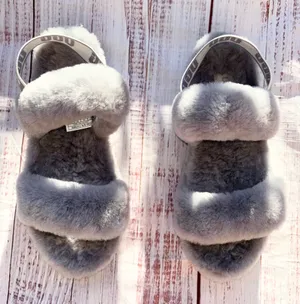 UGG oh yeah slides fuzzy wool Slippers 8 thumbnail 3