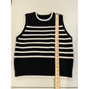 Striped Knit Sweater Vest Womens Medium* Preppy Academia Coastal Collegiate thumbnail 3