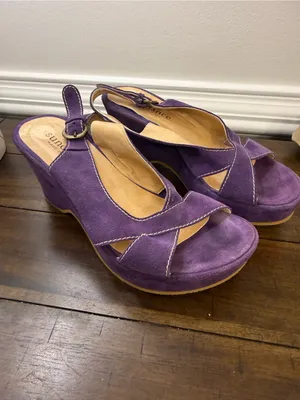 Sundance Purple Suede Slingback Wedge Sandals size 36 thumbnail 7