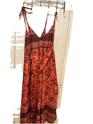 Free People Bohemian Style Beach Strap Long V-Neck Floral Romper Size M thumbnail 4