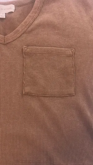 Sage + Stone brown triangle neck top with pocket thumbnail 2