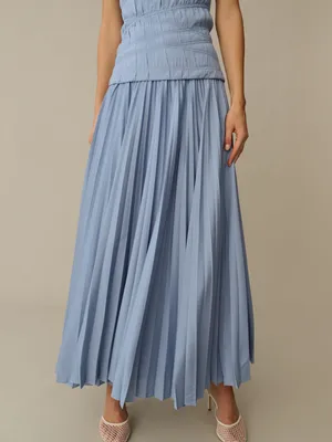 O.p.t. Few Moda Blue Size 2 ADA Pleated Strapless Midi Dress thumbnail 6