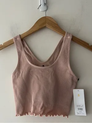 Spiritual Gangster Light Pink Ribbed‎ Amor Crop Tank Lined Shelf Bra thumbnail 2