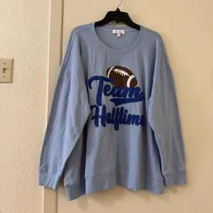 Anneliese Team Halftime Football Sequin Chenille Graphic Crewneck Sweatshirt 3X thumbnail 2