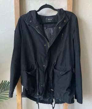 Active USA Black Hooded Field Jacket with Drawcord thumbnail 1