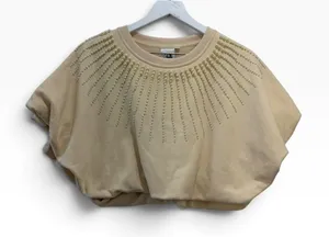 Queen of Sparkles Beige Pearl Burst Bubble Top Size Medium thumbnail 1