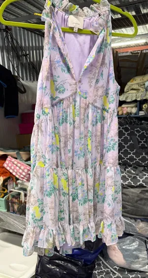 cinq a sept Lavender Floral Tiered Mini Dress with Yellow & Green Accents thumbnail 1