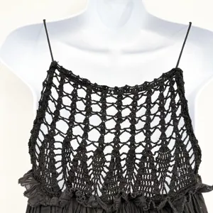 Cleobella Womens Gia Black Crochet Organic Cotton Boho Beachy Mini Dress Size S thumbnail 5
